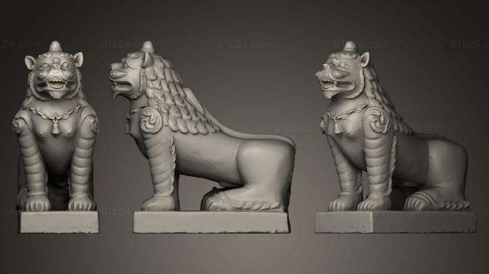 Figurines lions tigers sphinxes (Black Lion, STKL_0110) 3D models for cnc